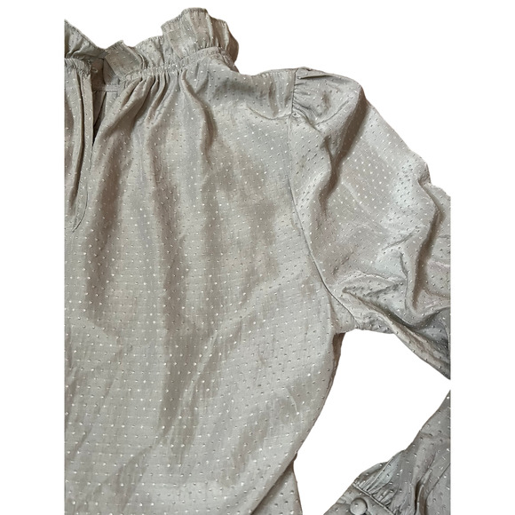 who what wear green polka dots halter neck ruffle cuff long sleeve blouse sz xs - Picture 5 of 11